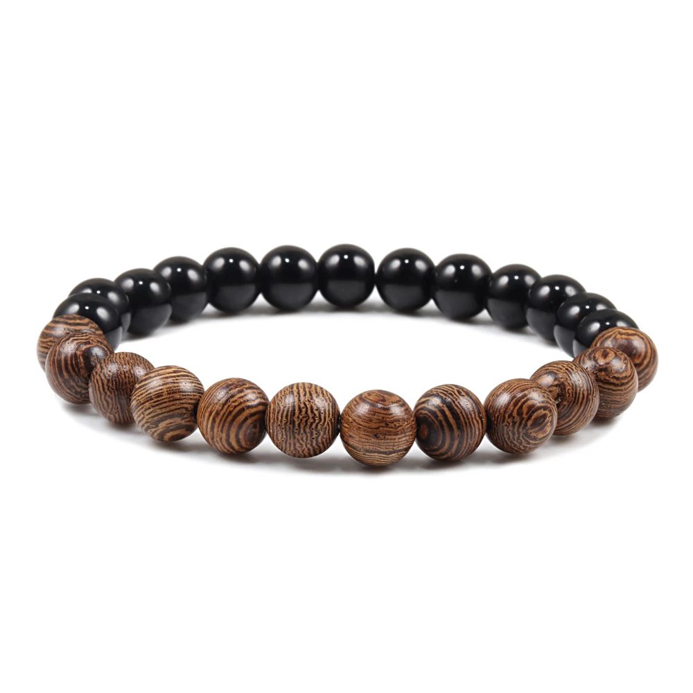 

8mm Natural Wood Beads Bracelets Men Ethinc Meditation Buddha Bracelet Charm Women Yoga Prayer Jewelry Bangles Homme Pulsera