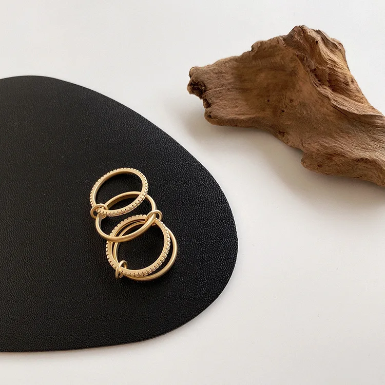 

Jewelry for Girls 2020 Trend Minimalist 4 Circle Link 14K Gold Wedding Rings for Women Silver Rings Sets with Stone Couple Rings