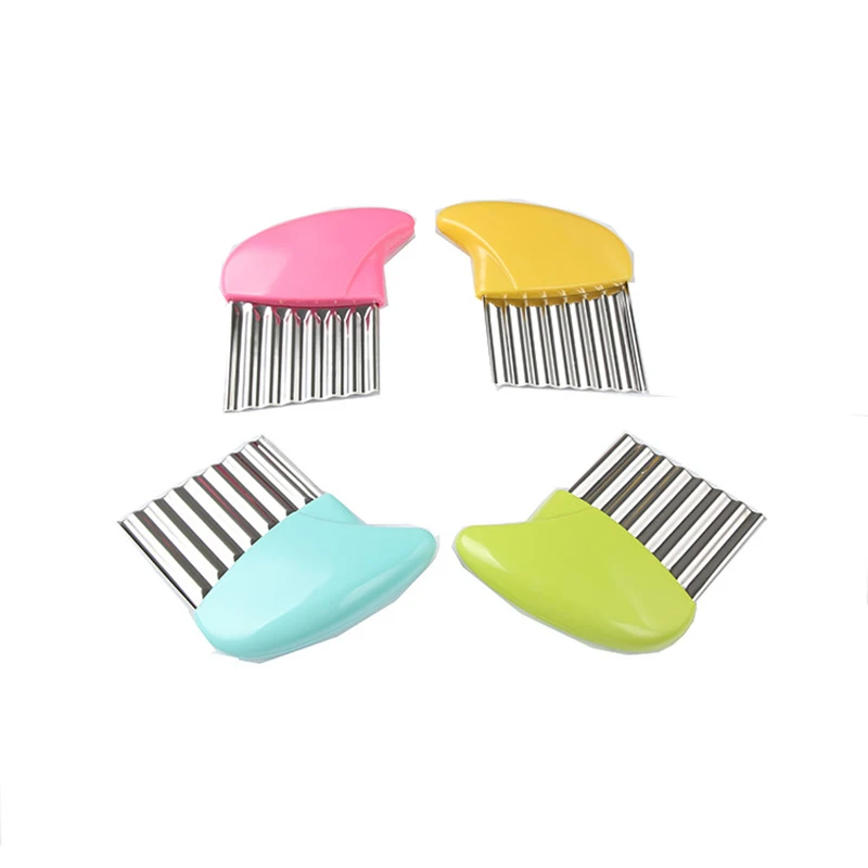 

Stainless Steel Potato Chip Slicer Dough Vegetable Fruit Crinkle Wavy Slicer Knife Potato Cutter Chopper French Fry Maker