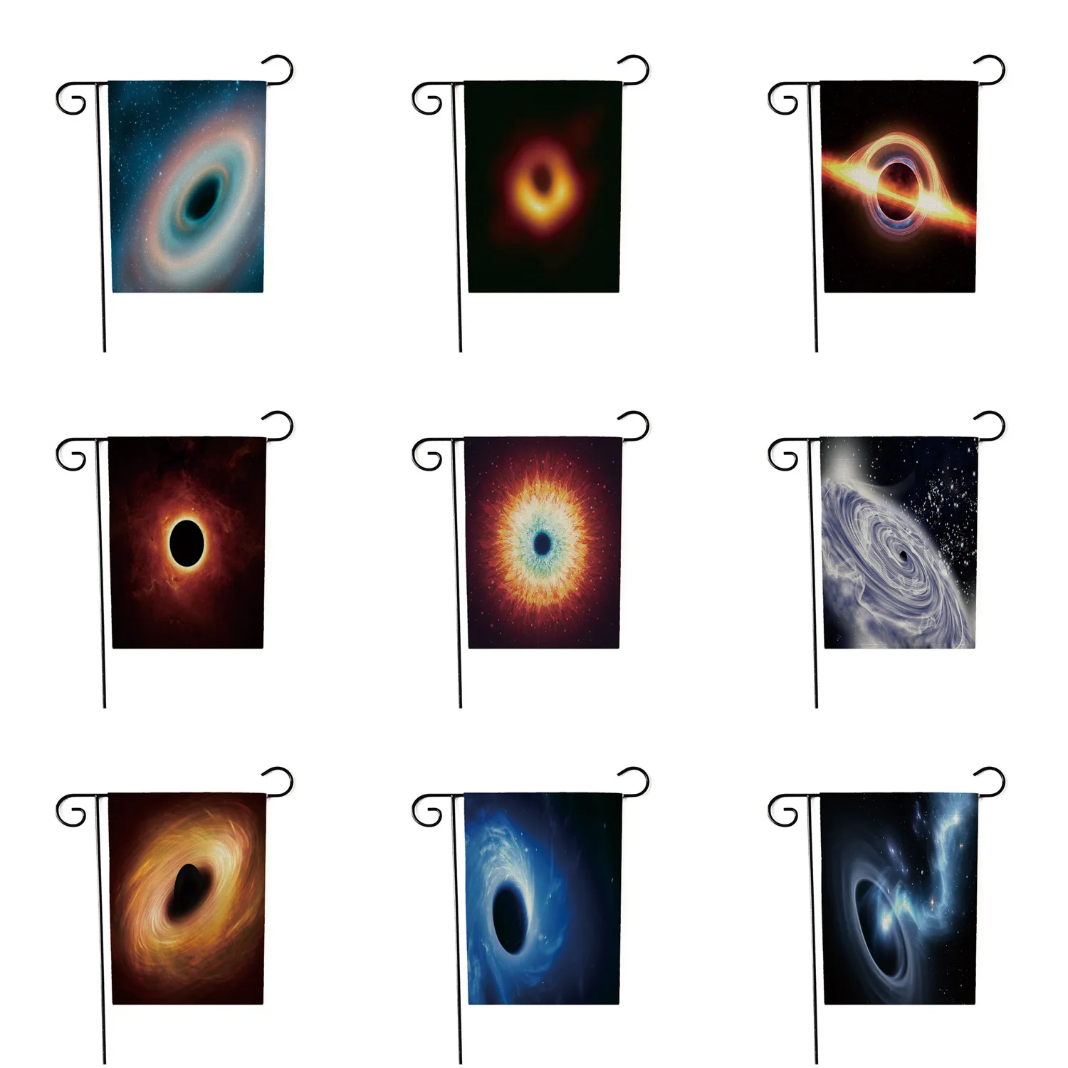 

Black Hole Garden Flag Universe Holiday Yard Outdoor Window Street Nebula Linen Banner Festival Decoration No flagpole