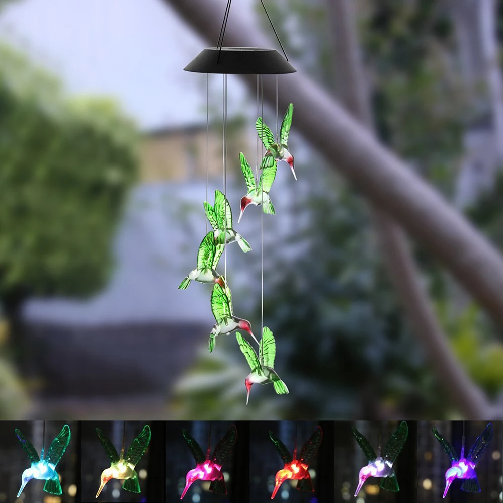 Hummingbird колокольчики для улицы с изменяющимся цветом светодиодный светильник для патио романтический декор для сада, двора, подарки для дома мама, жена, бабушка