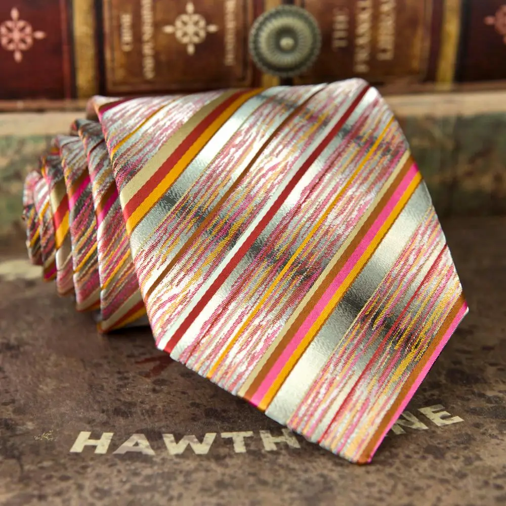 Мужские галстуки в полоску красные и разноцветные из 100% шелка жаккардовые новые