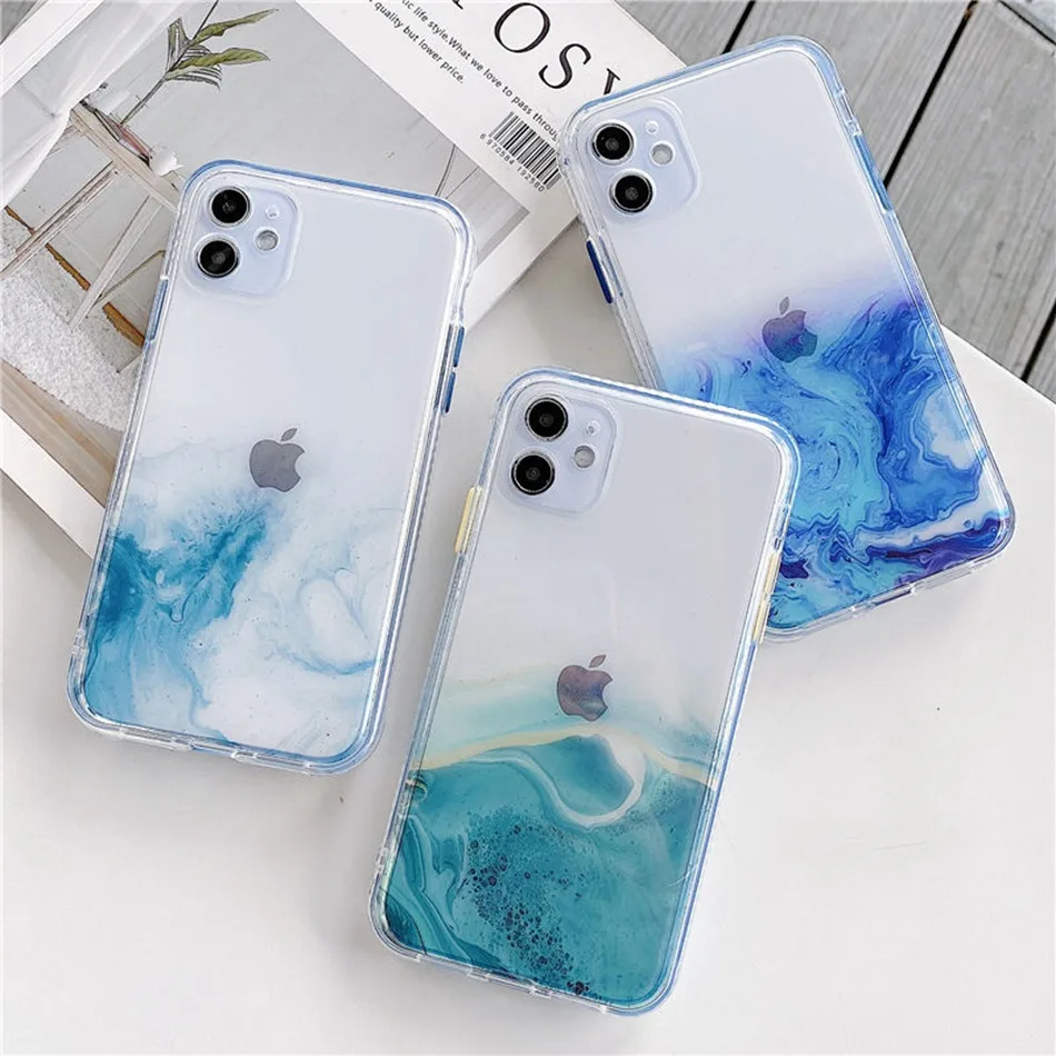Мраморный чехол для телефона Apple iPhone 11 Pro XS Max SE 2020 12 Mini 7 8 Plus X XR прозрачный с полным