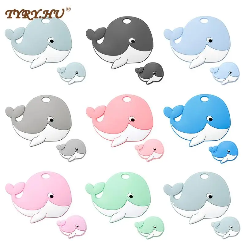 

TYRY.HU 5/10pcs Silicone Whale Teether Cartoon Mini Ship Beads Food Grade Silicone Pandents DIY Teething Toys Gift BPA Free