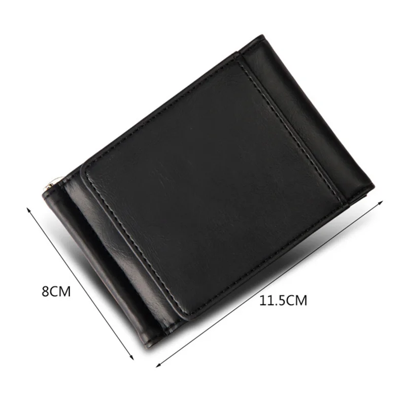 Мужской кожаный кошелек в три сложения с зажимом для денег отделениями