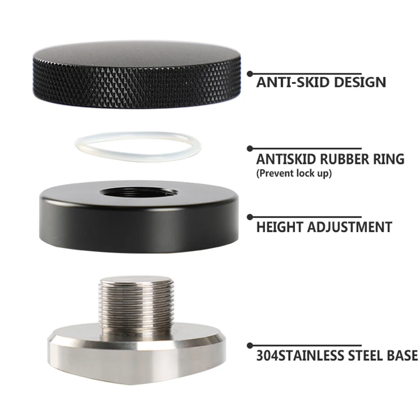 Distribuidor de caf&eacute; de 51/53/58/58, 35mm, ajustable, acero inoxidable 304, Macaron Espresso convexo, cuatro pendientes en &aacute;ngulo, Base-3