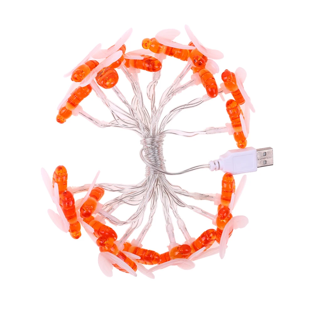 as pciture Праздничный домашний декор с usb-питанием медная проволочная лампа и пластиковая пятиконечная форма звезды и милая в форме пчелы декоративная светящаяся гирлянда - Испускаемый цвет: as pciture