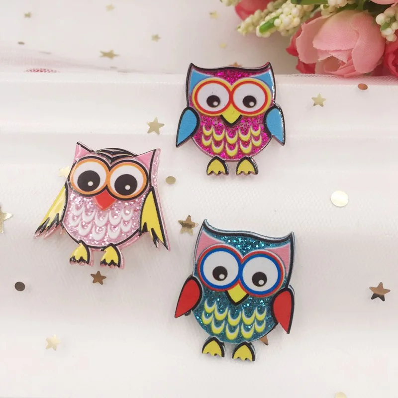 Милый цветной акриловый лист Совы с плоской задней стороной миниатюрный узор