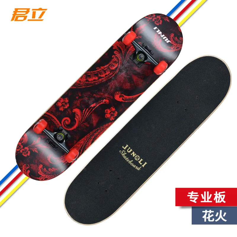 

Kids Beginner Maple Skate Board Double Rocker Fashion Street Brushing Skateboards Skate Tool Deskorolka Sports Equipment BI50SB