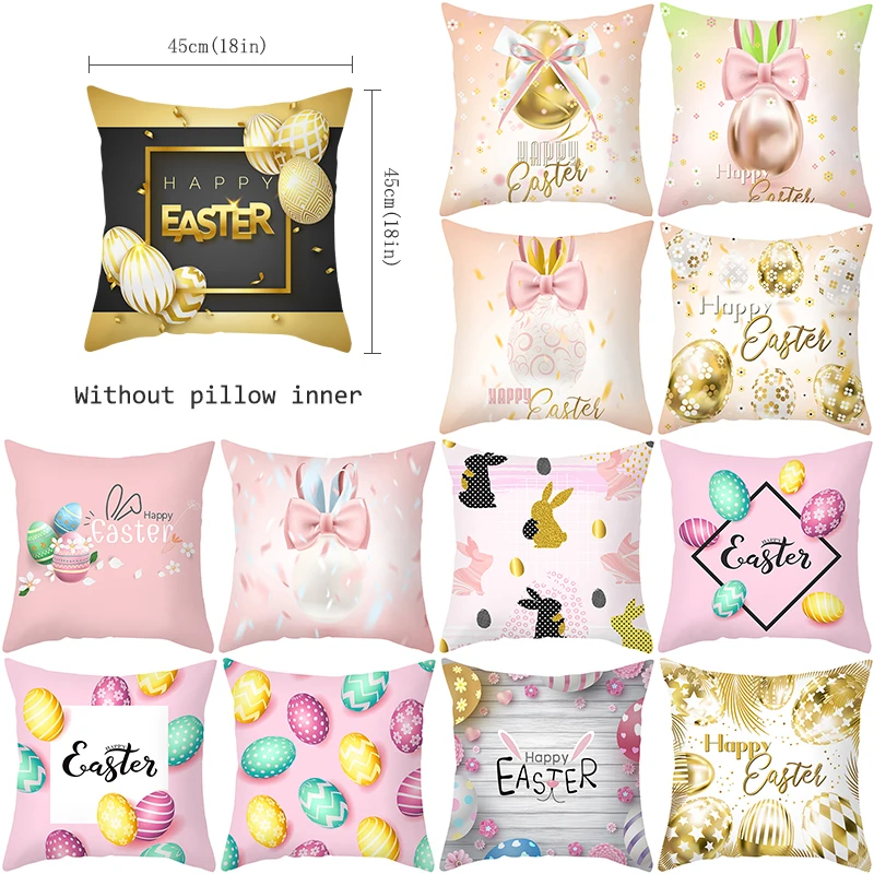 

2021 New Easter Peach Skin Pillowcase Golden Egg Waist Pillow Case Explosive Home Furnishing Products