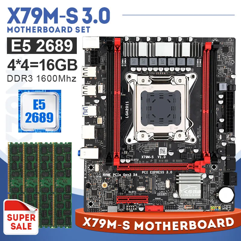 X79 набор материнских плат и Xeon E5 2689 CPU с 4*4 Гб 1600 МГц REG ECC Ram USB3.0 LGA2011 SATA3 PCI E NVME M.2