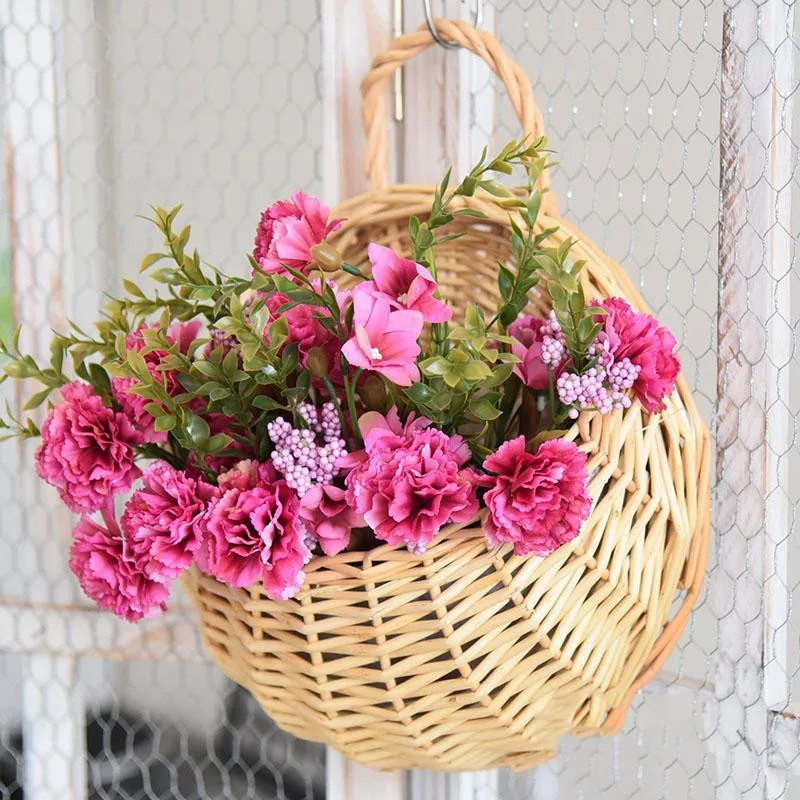 

Hand Made Rattan Eco-Friendly Wall Hanging Vase Container Storage Basket Basket Wicker Nest Flower Pot Home Decoration