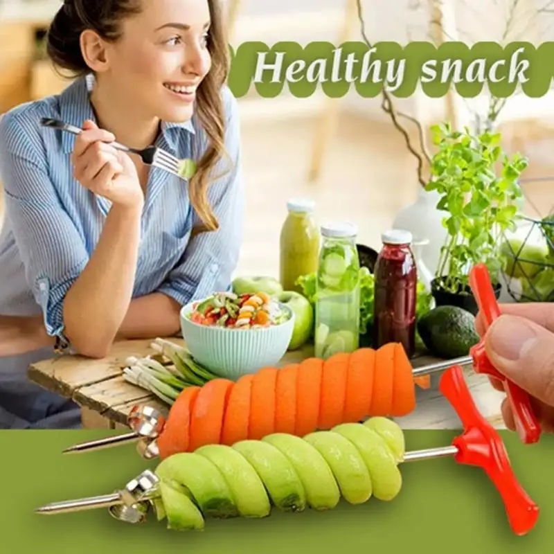 Hot Sale Rotating Machine Manual Spiral Cutter Slicer Radish Potato Creative Vegetable Fruit Kitchen | Дом и сад