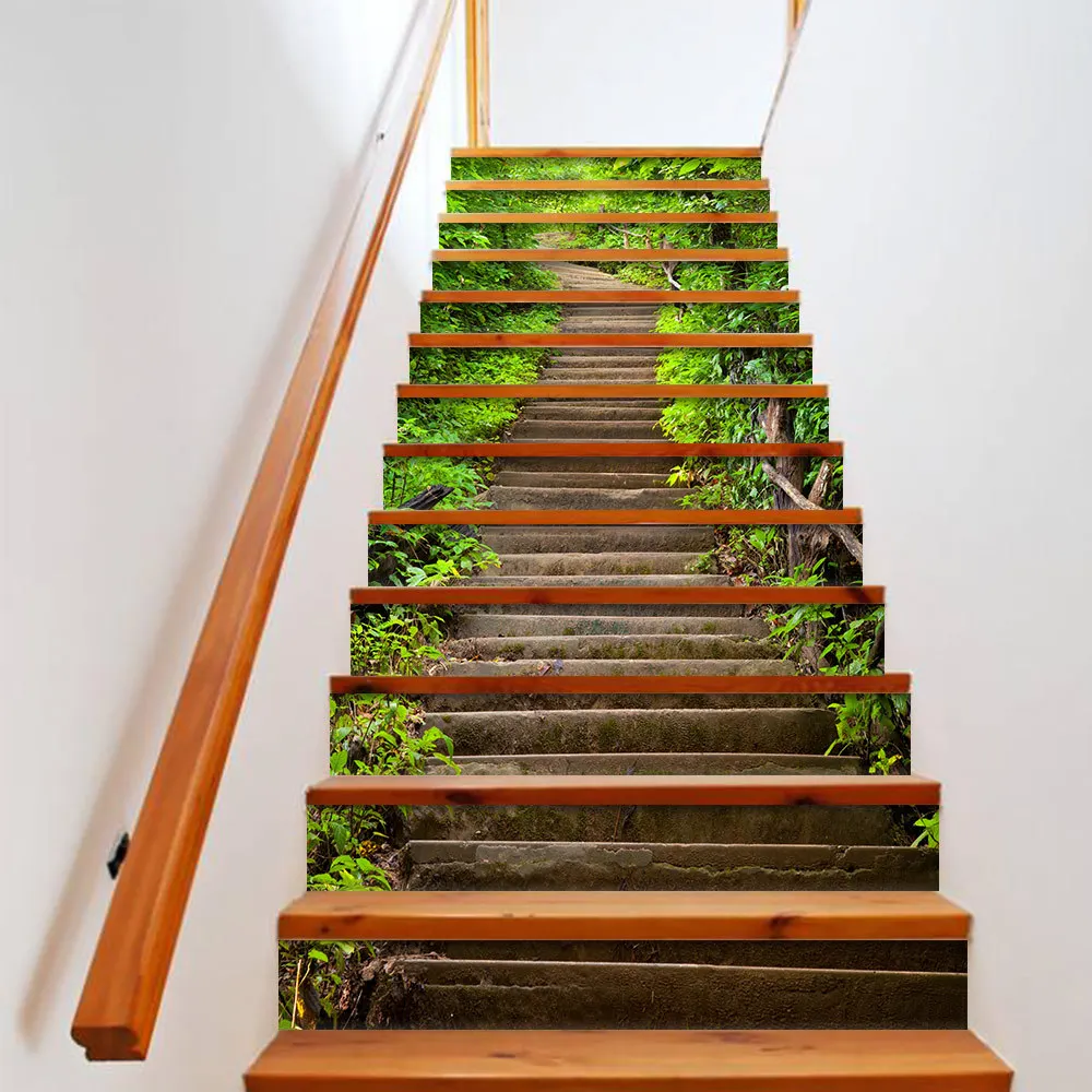 Зеленые посадки лестницы ПВХ наклейки украшения дома Diy креативные