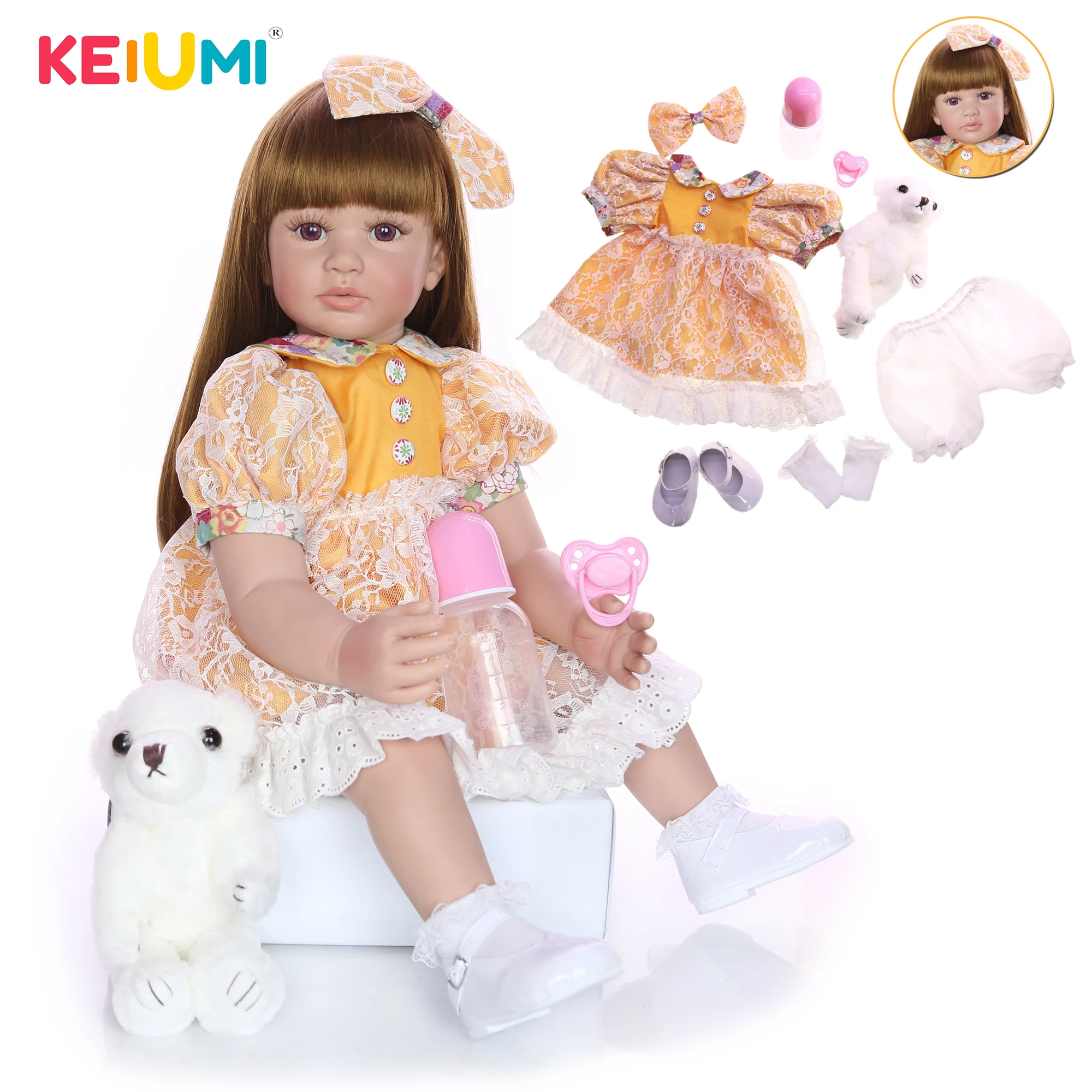 KEIUMI 24 дюйма 60 см принцесса новорожденная игрушка тканевое тело виниловая кукла