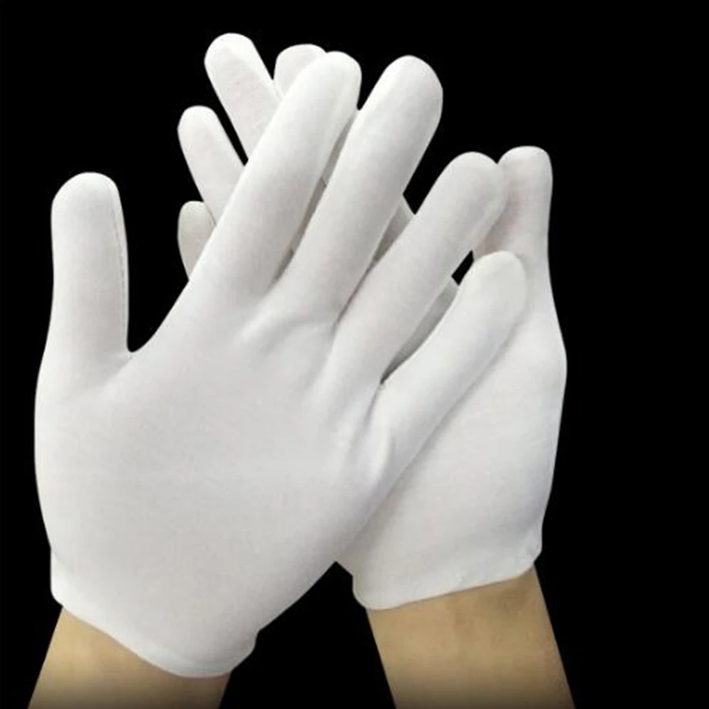 

1Pair Summer Sun Protection Driving Gloves Men Women White Cotton Short Thin Glove Solid Color Waiters Workers Sweatproof Gloves