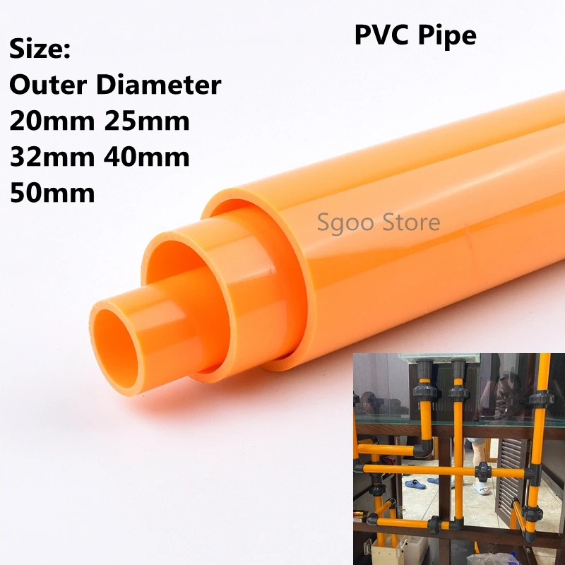 

1~5pcs length 50cm OD 20~50mm PVC Orange Pipe Fish Tank Aquarium Plumbing Garden Irrigation Adapter Plastic Water Pipe