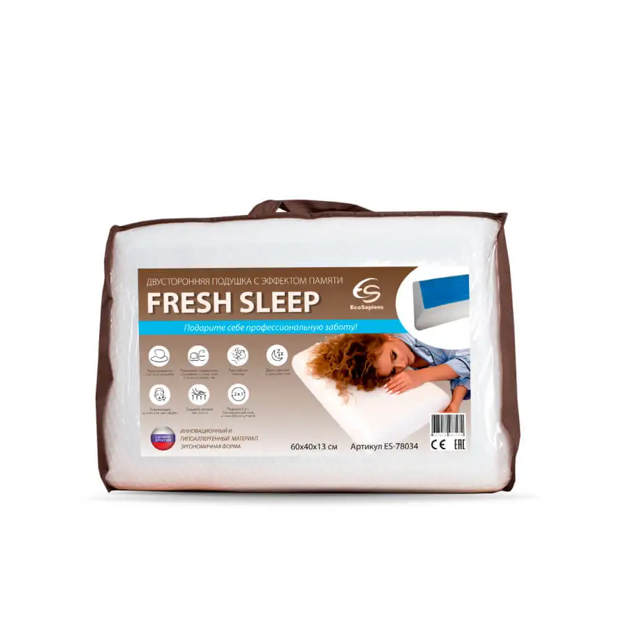 Ортопедическая гелевая подушка Fresh Sleep прямоугольная с гелем EcoSapiens ES 78034|Подушки