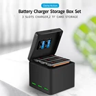 Зарядное устройство TELESIN с 3 слотами для аккумуляторов, зарядное устройство с USB, контейнер для хранения 2 TF-карт для экшн-камер DJI Osmo, аксессуары