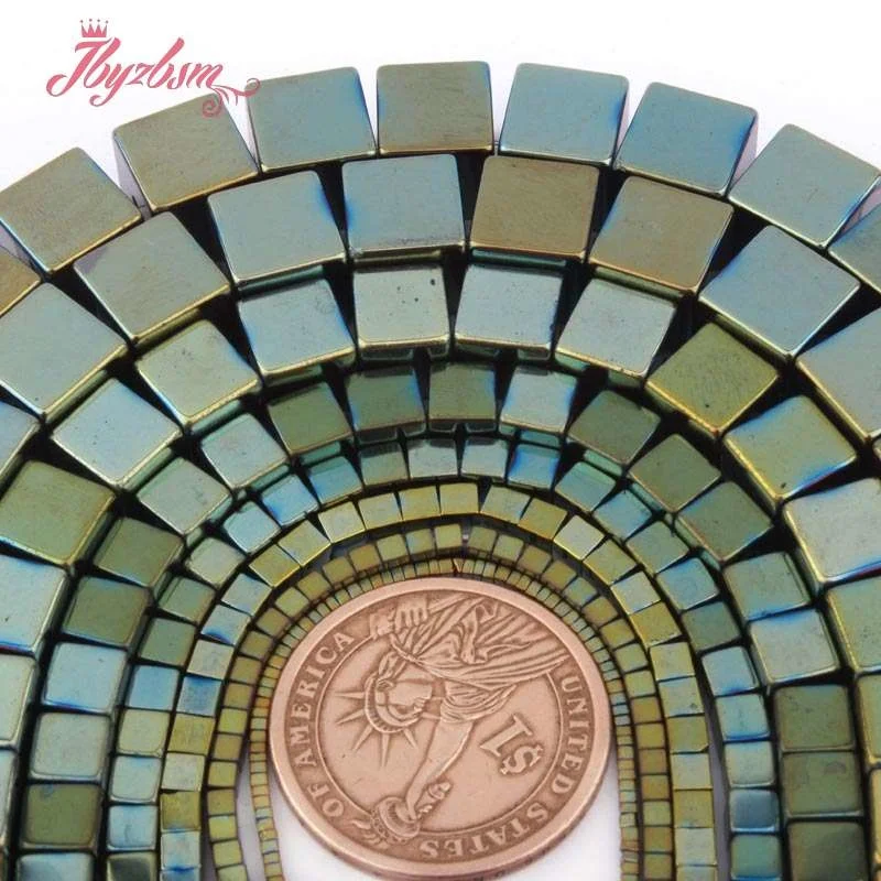 1-10 мм Гладкие квадратные зеленые гематитовые бусины из натурального камня для