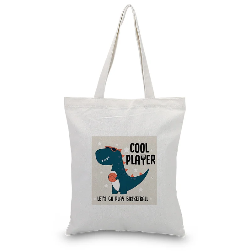 Холщовая Сумка-тоут с рисунком динозавра из мультфильма сумка для ежедневного