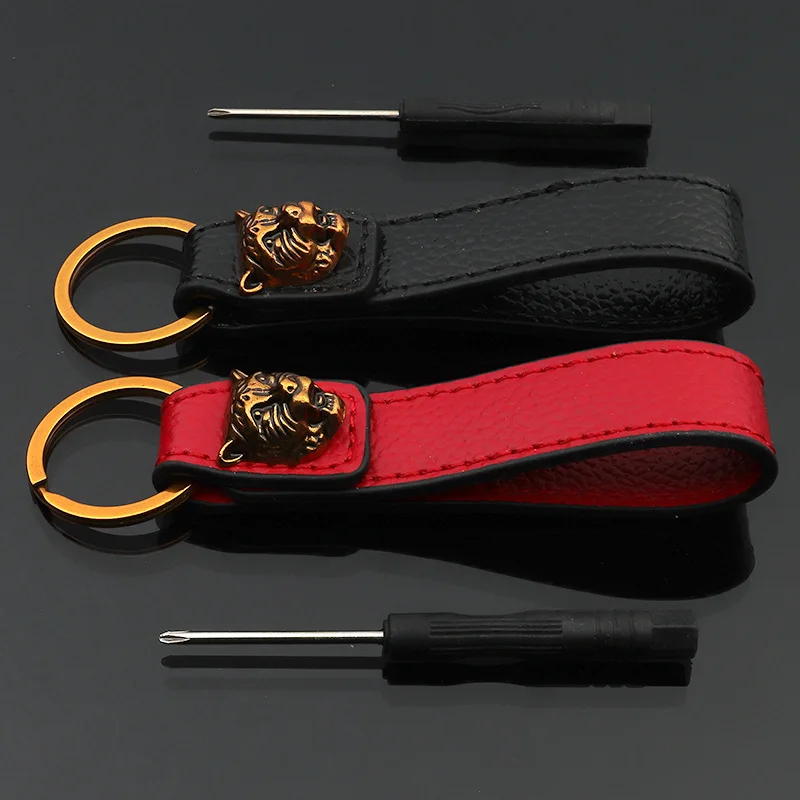 Металлическое кольцо для ключей со знаком зодиака головой тигра кожаный брелок