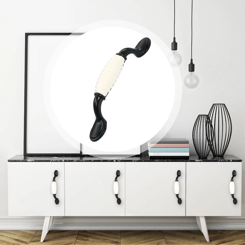 Черный Белый Шкаф Тянет кухонный шкаф тянет спальня обувной ручки ящика Ручка