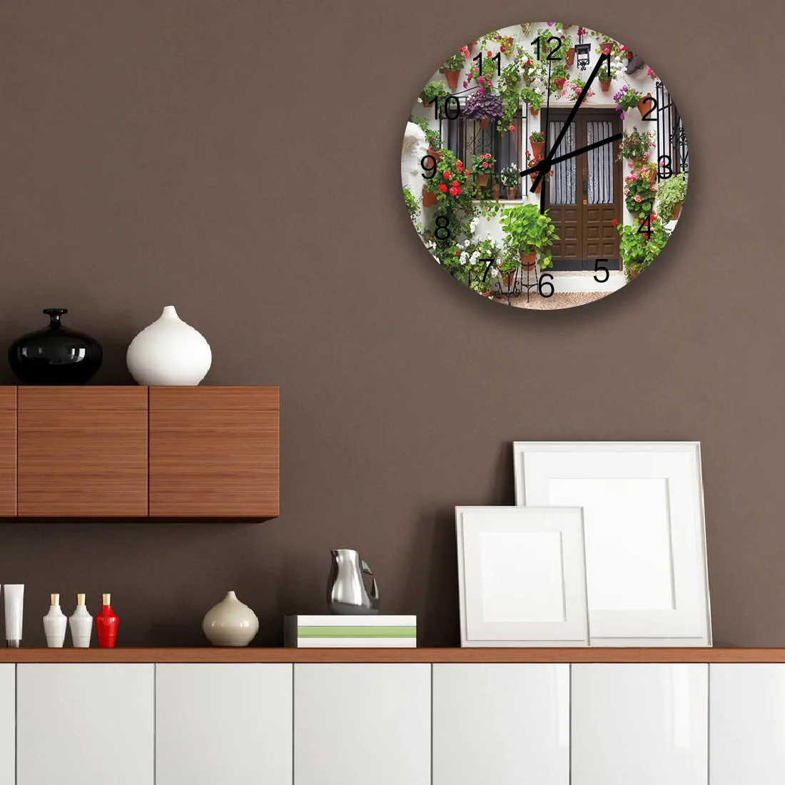 12-дюймовые модные часы Домашние Растения цветы искусство простые бесшумные