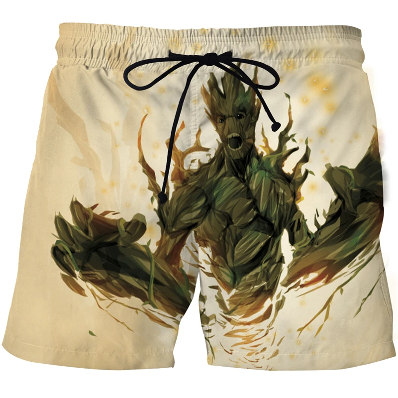 

Summer Fashion Animation Groot Beach Pants 3D Printing Fashion Casual Men's And Women's Sports Swimming Pants Popular Beach Wear