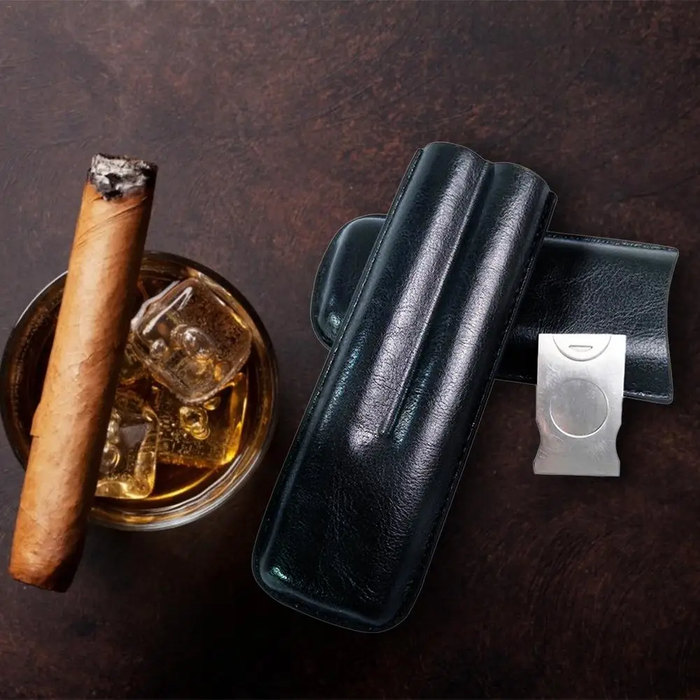 Gadgets Travel Humidor Cigar Case Leather Portable Humidor Bag Cigar Box Fit Superior Leather 2 Tube Cigar Cuban Cigars Gift Box
