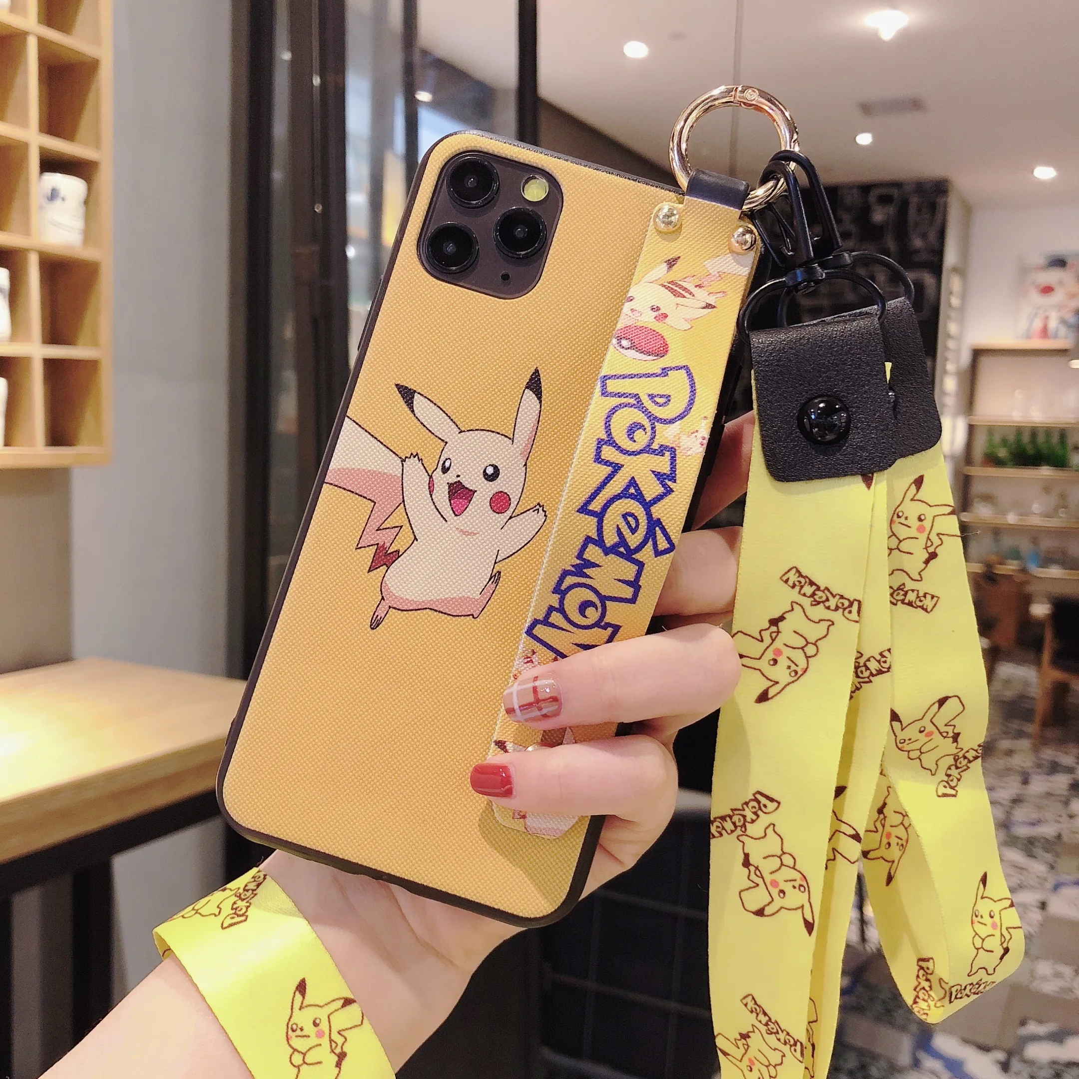 Прекрасный Pkachu + длинные ремешки для телефона чехол iPhone 11 Pro Max XS XR X 8 7 6 6S Plus |