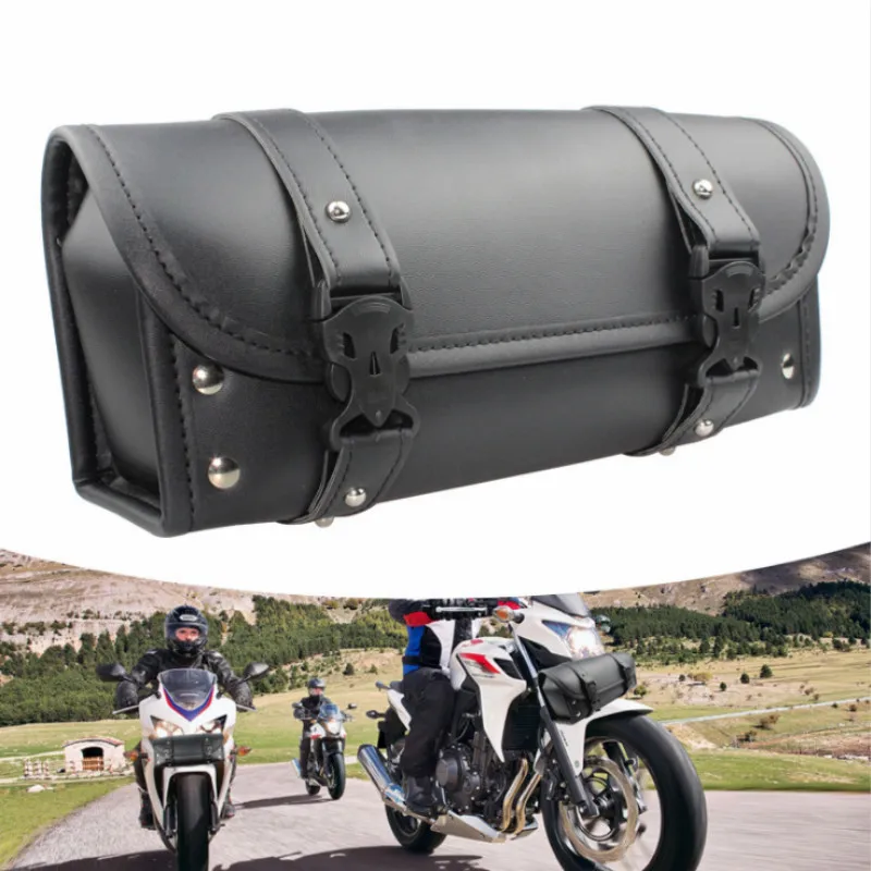 

Сумка для вилок и инструментов на мотоцикл, кожаная дорожная сумка, сумка для багажа спереди для Harley Sportster XL Touring Softail Dyna Road King