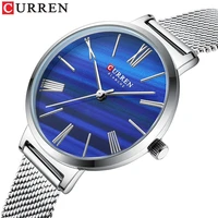 curren luxury ladies simple fashion quartz stainless steel clock classic elegant silver charm watch relogio