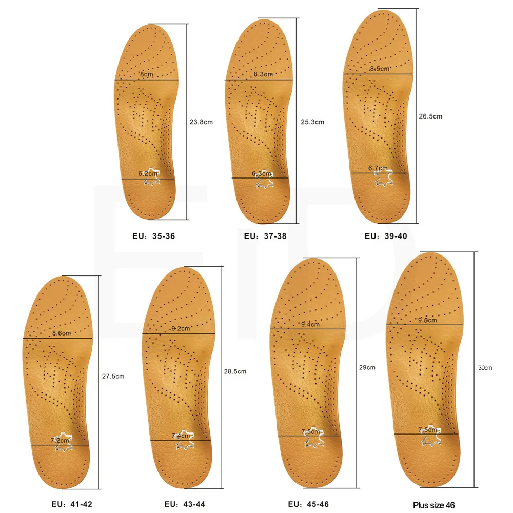 Unisex Premium Leather Orthotic insole for Flat foot Shoe Insoles High Arch Support orthopedic Pad for Correction OX Leg Health
