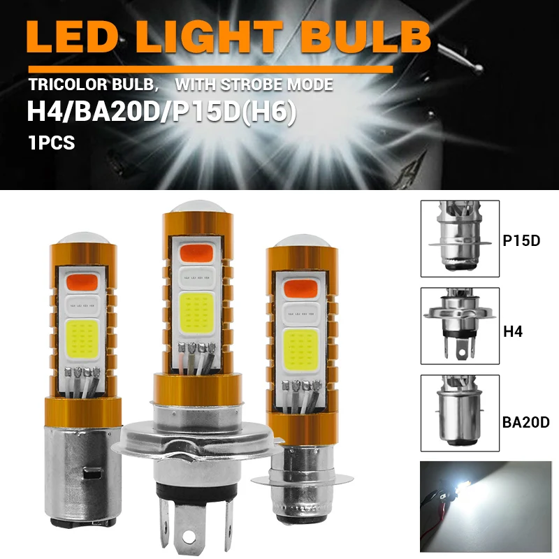 

LED Headlight Bulbs H4 P15D BA20D Universal DC 9-80V 3 Colors LED COB Motorcycle Headlight Lamp For Car ATV SUV