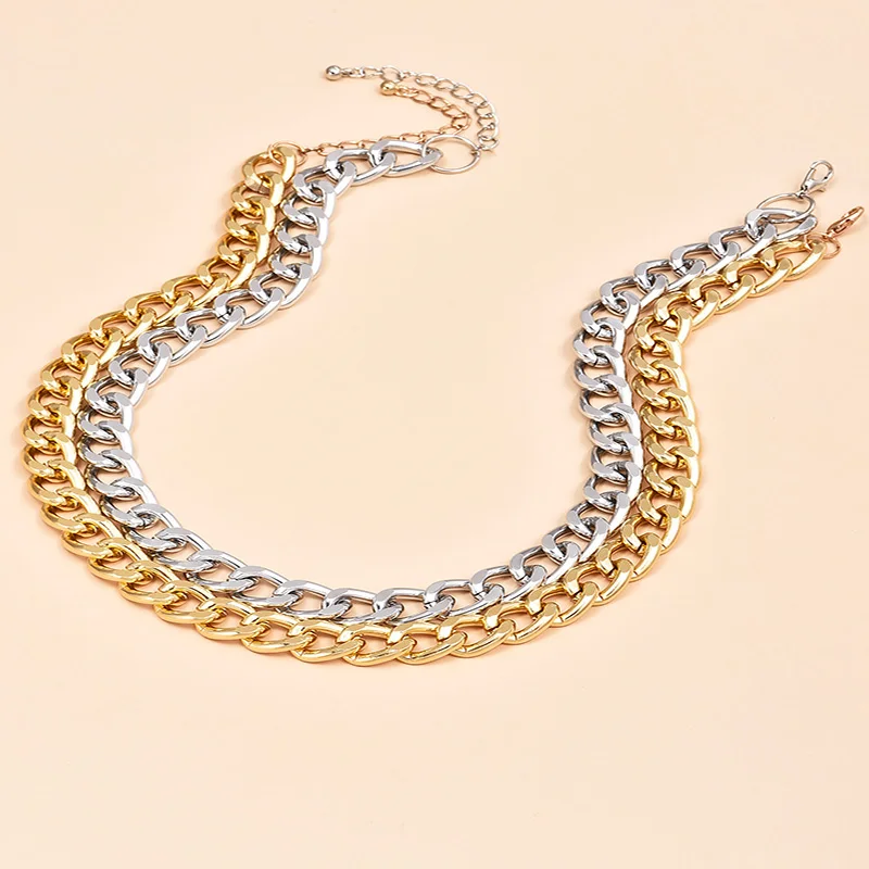 ALYXUY 2 шт./компл. панк унисекс кубинская цепочка металлическое ожерелье звено