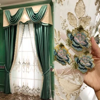 new style curtain simple europe light luxury living room bedroom warm gauze window gauze luxury embroidery flower