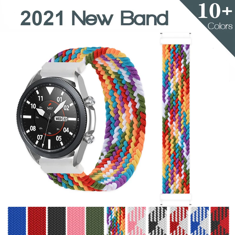 

22mm 20mm Braided Solo Loop Band for Samsung Galaxy watch 3 46mm 42mm active 2 Gear S3 bracelet Huawei watch GT/2/2e/Pro strap
