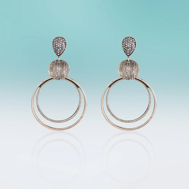 Женские Винтажные висячие серьги большие круглые многоцветные подвески из