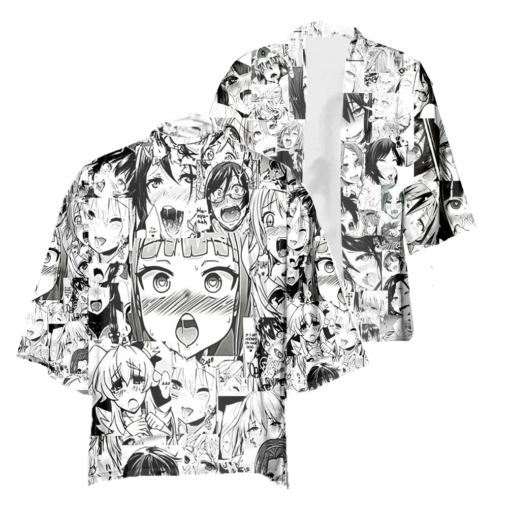 

Новое популярное милое кимоно с анимацией, кардиган с коротким рукавом, Тонкая Повседневная накидка, летний кардиган, Мужская пижама, карди...