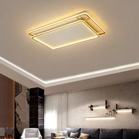 simple luxury black gold luster square rectangular led ceiling light for bedroom living dining room personal office decoration