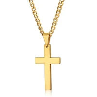 new cross necklaces pendants for men stainless steel gold colour male pendant necklaces prayer jewelry friend gift