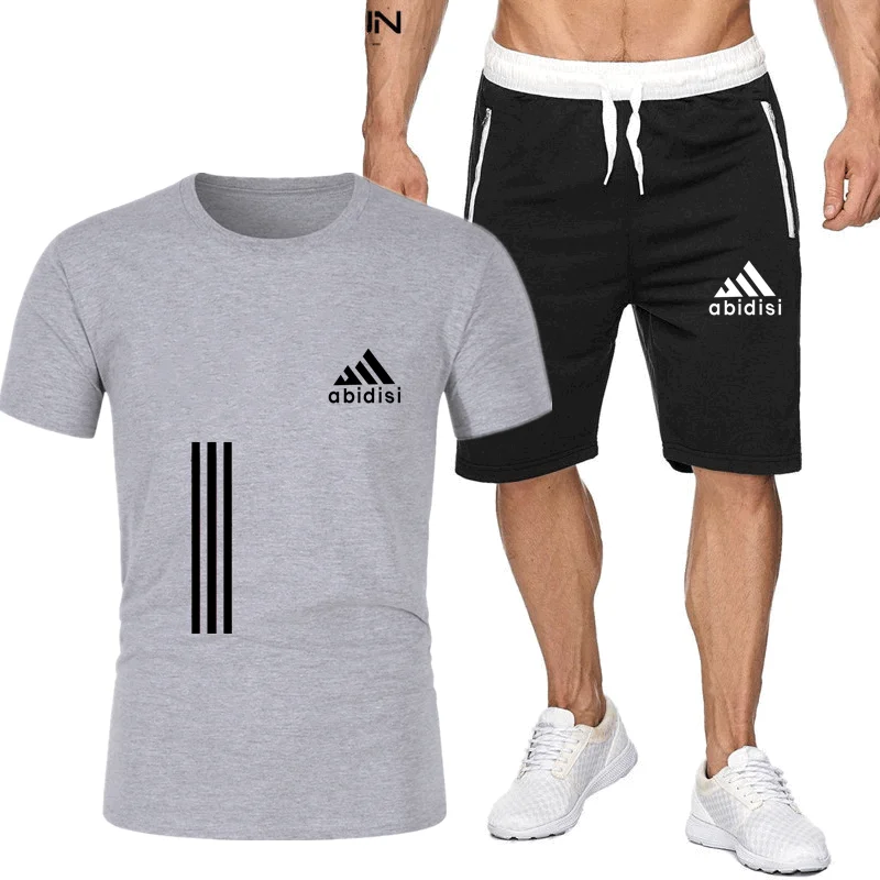 

2Pieces/Set Of Mens Track Suit Sports Suit Brand Clothing Fashion T-Shirt + Sports Pants Casual Sporty Summer Jogging Men's Suit