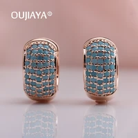 oujiaya womens drop earrings of blue vintage 585 rose gold natural zircon round dangle earrings jewelry 2020 party gifts a204