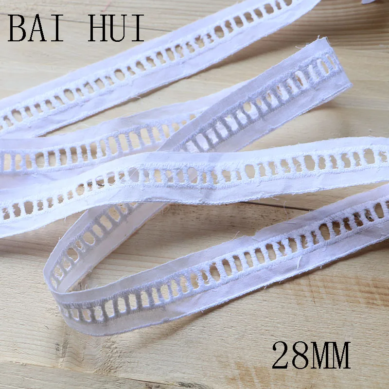 2 ярда Роскошный белый хлопок с цветочной вышивкой кружевной воротник тканевый