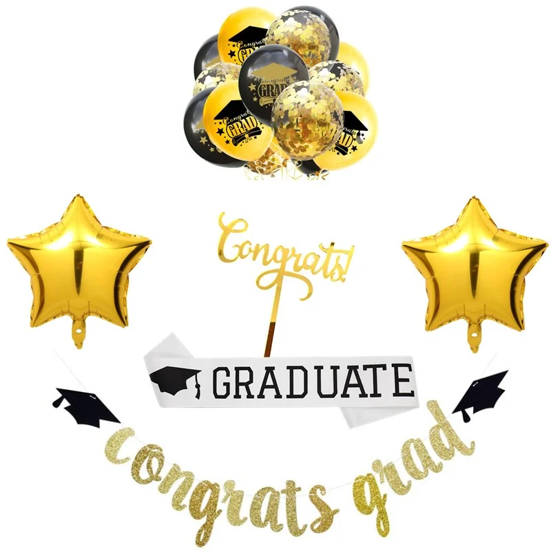 

Set of 20 Graduation Ceremony Decoration Congrats Grad Congratulation Sash Balloon Cake Decoration