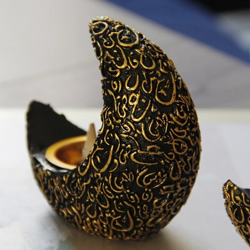 

Eid Mubarak Arabic Eid al Fitr Ramadan Resin Moon Incense Burner Aroma Burner Candlestick Ornaments Home Party Decor