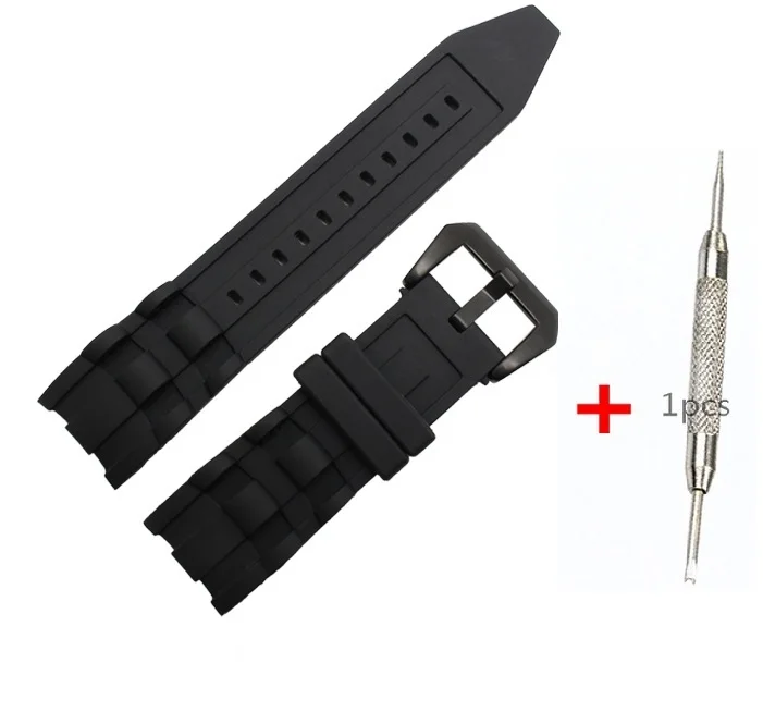 black buckle 1 шт. 26*24 мм силиконовый резиновый ремешок для часов черный роскошный мужской браслет ремешок для часов заменить мужской т-ремешок без пряжки для/Invicta/Pro/Diver - Цвет: black buckle