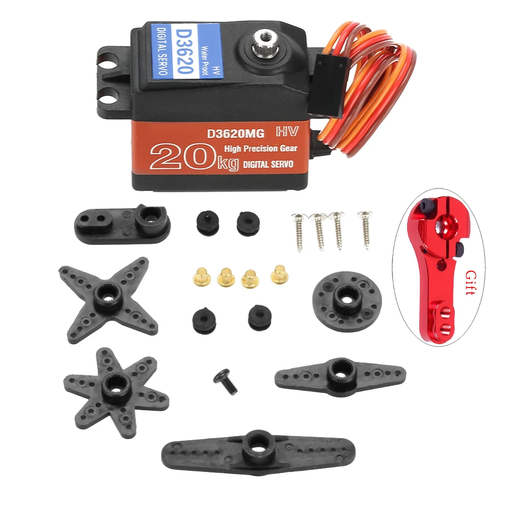 

HDKJ D3620MG 6.0-7.2V 20KG Waterproof Metal Gear Digital Servo For RC Airplane Drone Boat Car Truck Robot