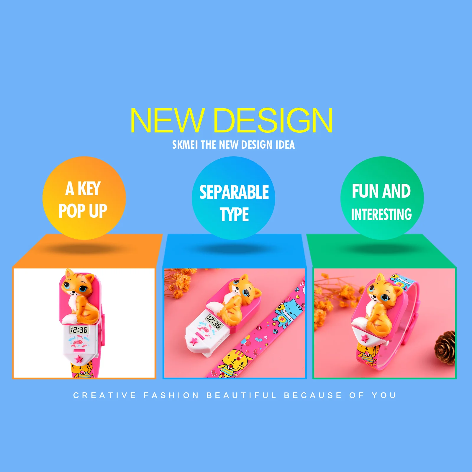 

Cartoons Lovely Kid Watch SKMEI Brand Girl Digital Watches Casual Mini Animal Wristwatch Waterproof Clock for Children Masculino